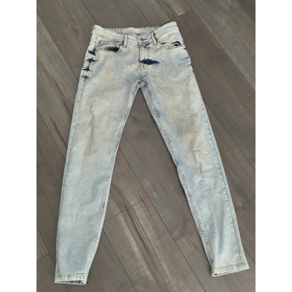 Akademiks Jeanius Men’s Acid Wash Skinny Jeans 30x32 Y2K Distressed Grunge Denim